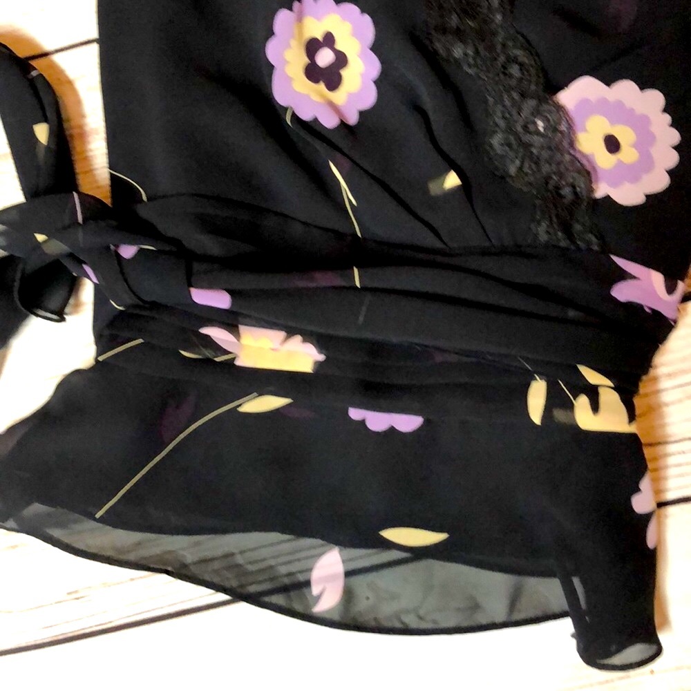 Floral Wrap Top Casual Corner Posey Blouse - Picture 5 of 7